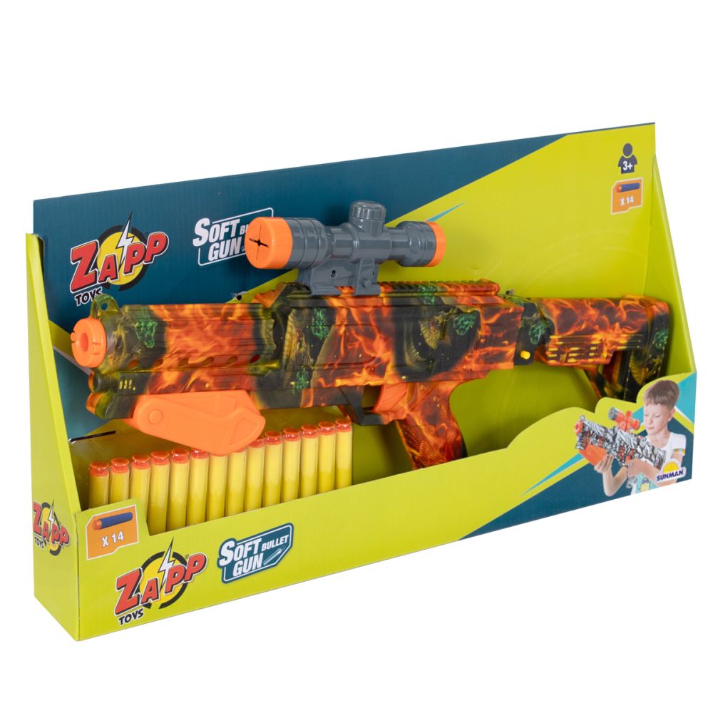 Играчка оръжие с 14 дунапренени стрелички, Zapp Toys, Soft Bomb