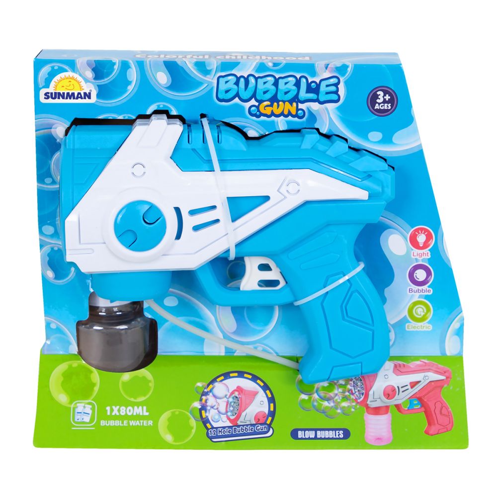 Пистолет за балони със светлини и звуци, Bubble Gun, 160 мл, Син