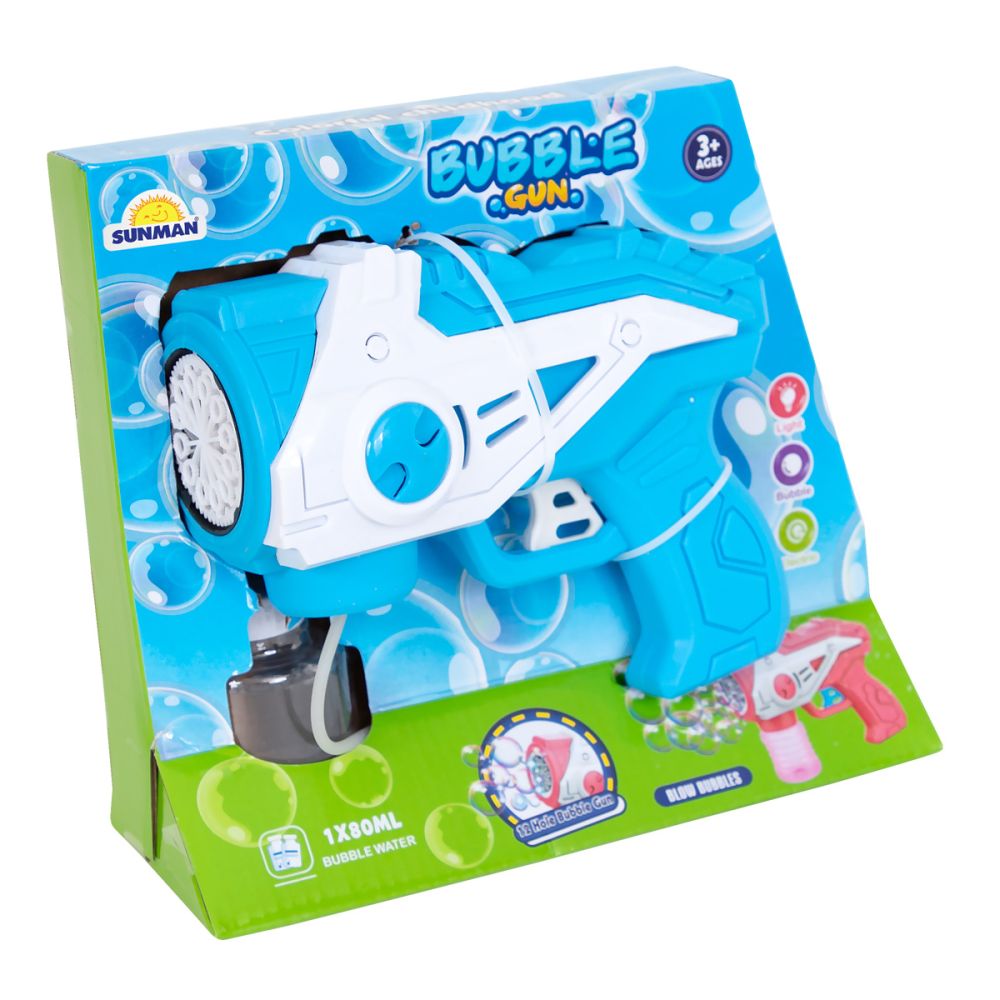 Пистолет за балони със светлини и звуци, Bubble Gun, 160 мл, Син