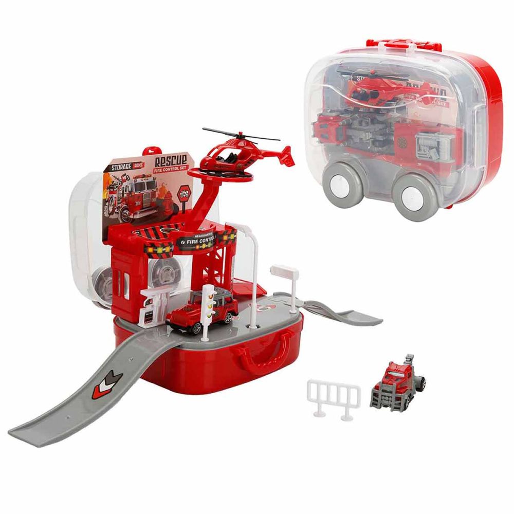 Комплект за игра с превозни средства, Maxx Wheels, Car Park, Rescue Fire Control