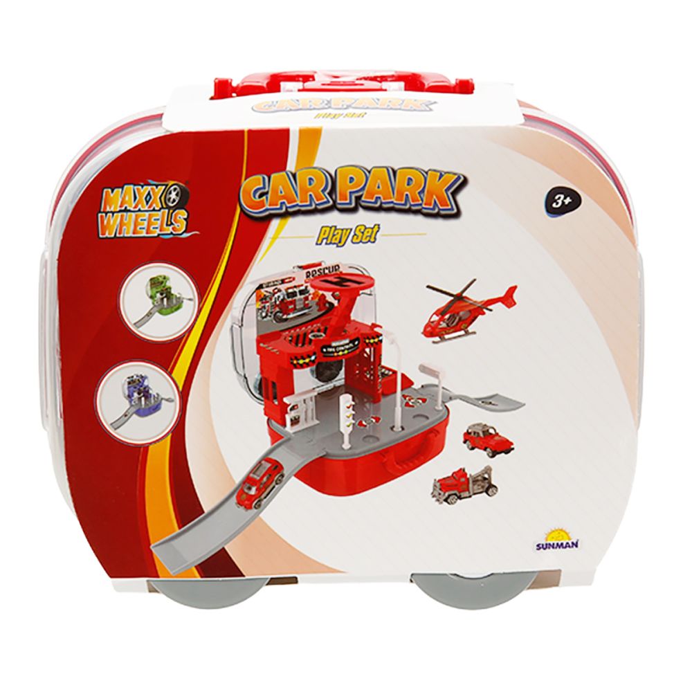 Комплект за игра с превозни средства, Maxx Wheels, Car Park, Rescue Fire Control
