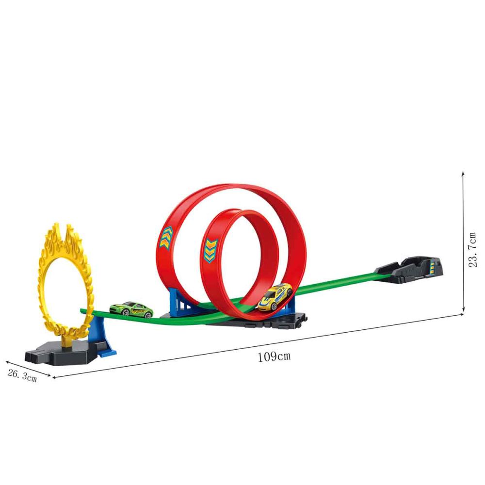 Комплект за игра с количка, Maxx Wheels, Track Racing, Жълта