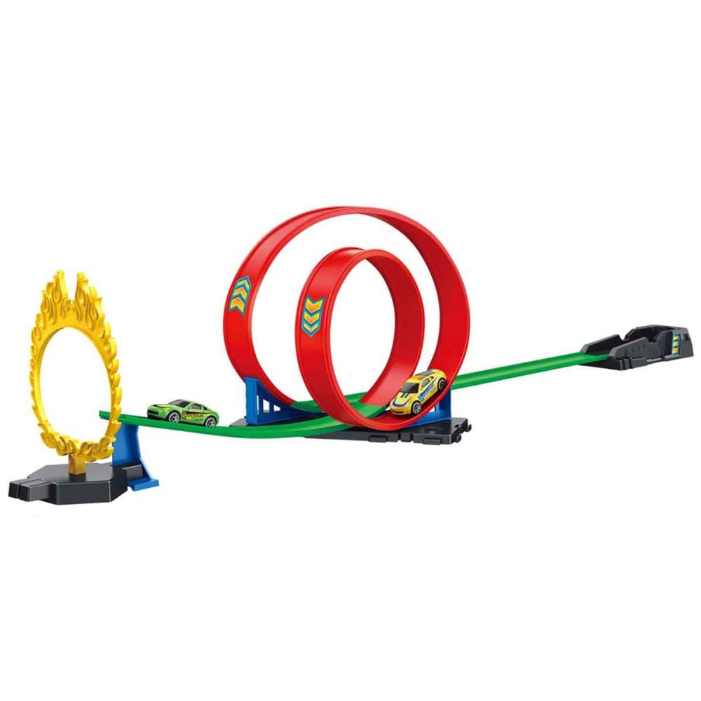 Комплект за игра с количка, Maxx Wheels, Track Racing, Жълта