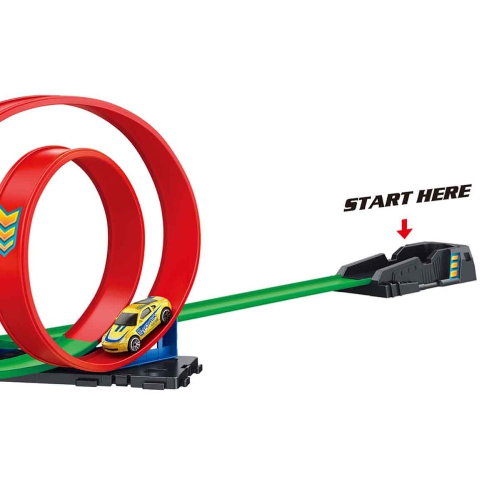 Комплект за игра с количка, Maxx Wheels, Track Racing, Жълта