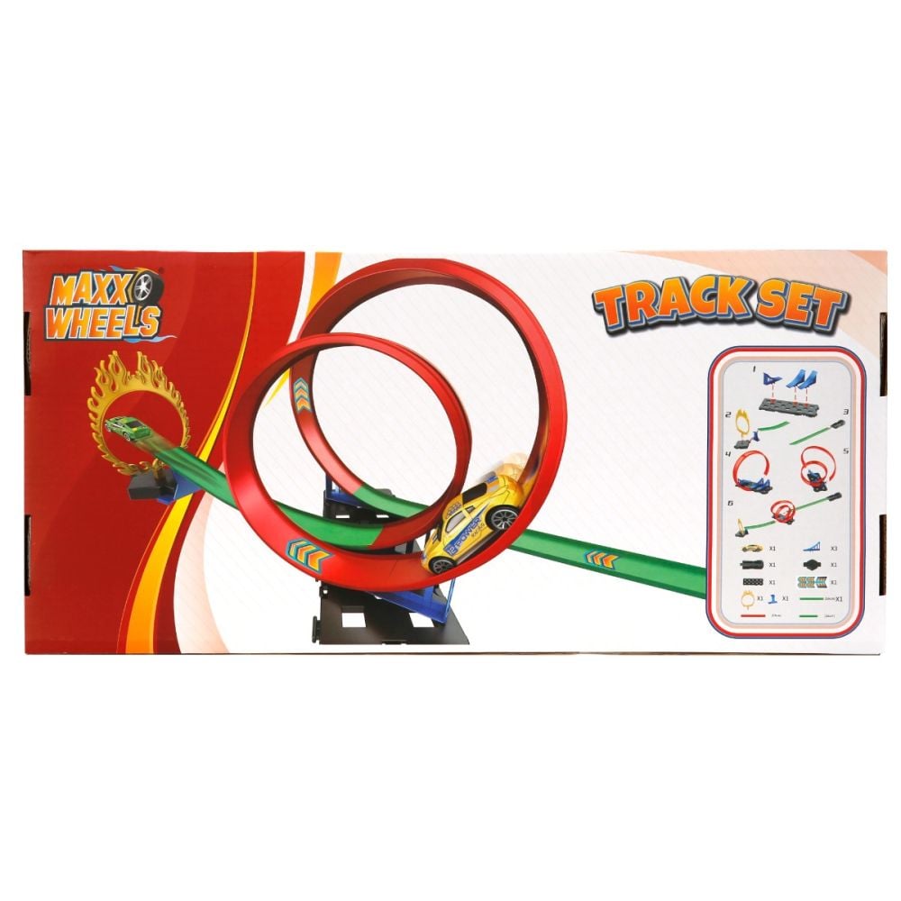 Комплект за игра с количка, Maxx Wheels, Track Racing, Жълта