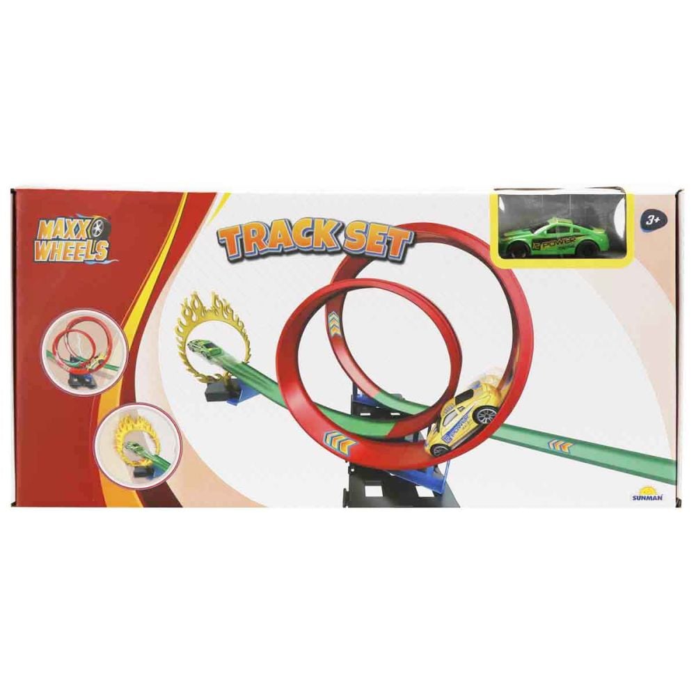 Комплект за игра с количка, Maxx Wheels, Track Racing, Зелена