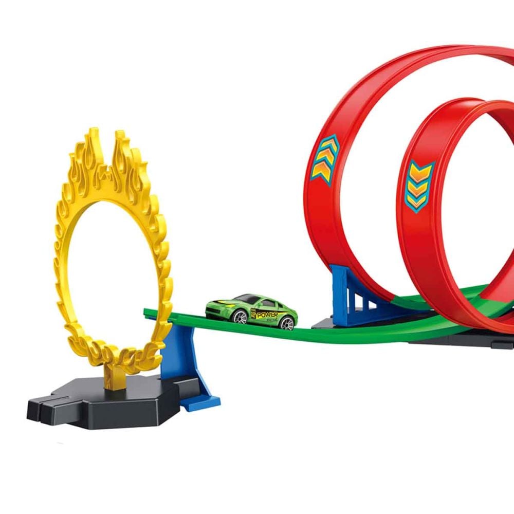 Комплект за игра с количка, Maxx Wheels, Track Racing, Зелена