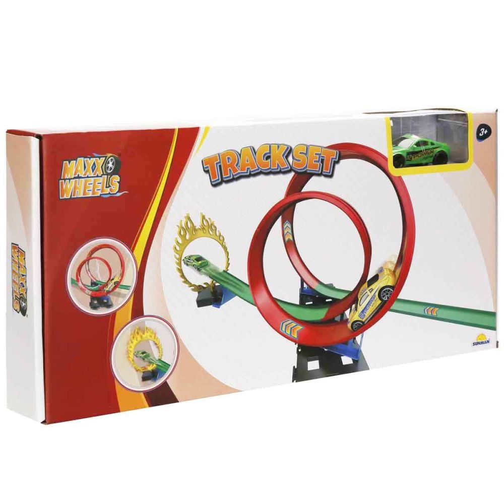 Комплект за игра с количка, Maxx Wheels, Track Racing, Зелена