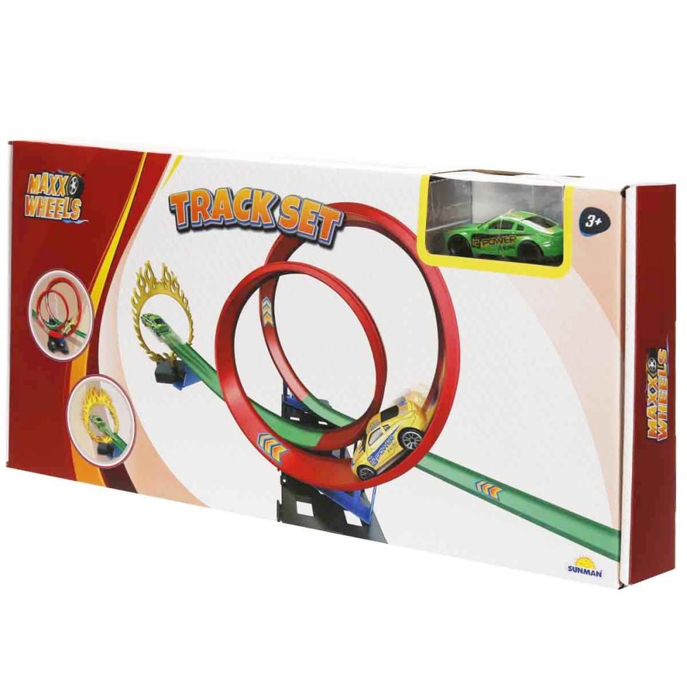 Комплект за игра с количка, Maxx Wheels, Track Racing, Зелена
