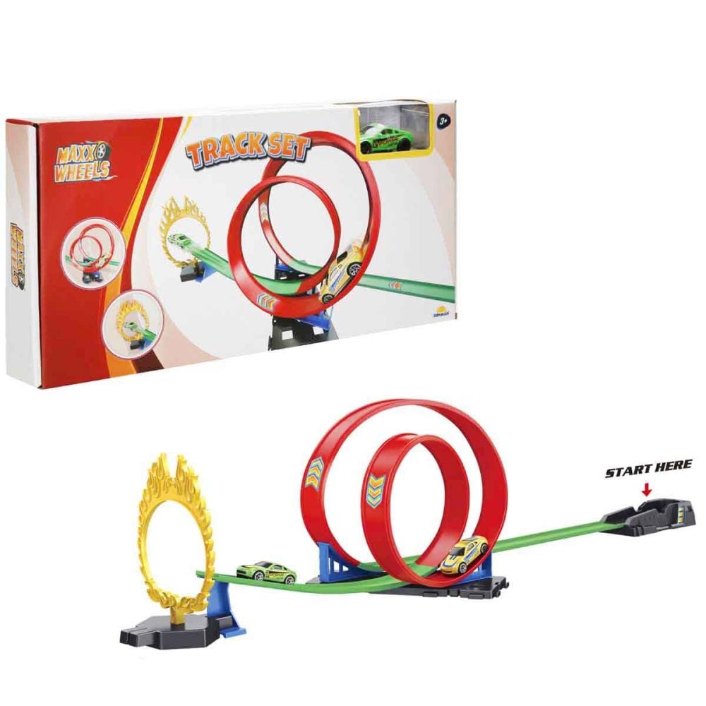 Комплект за игра с количка, Maxx Wheels, Track Racing, Зелена