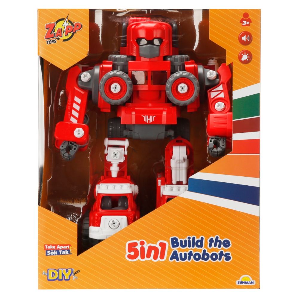 Трансформиращ се робот 5в1 със звук и светлина, Zapp Toys, Autobots, Червен