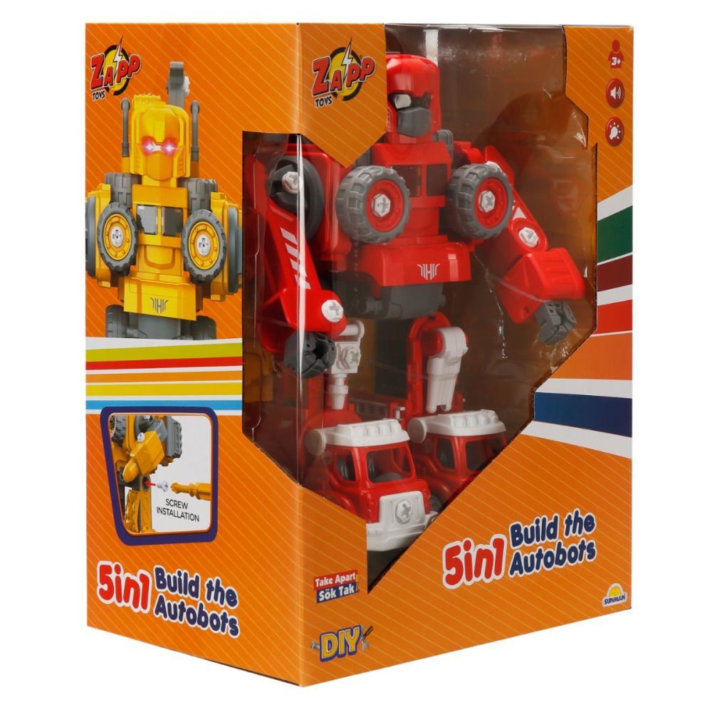 Трансформиращ се робот 5в1 със звук и светлина, Zapp Toys, Autobots, Червен