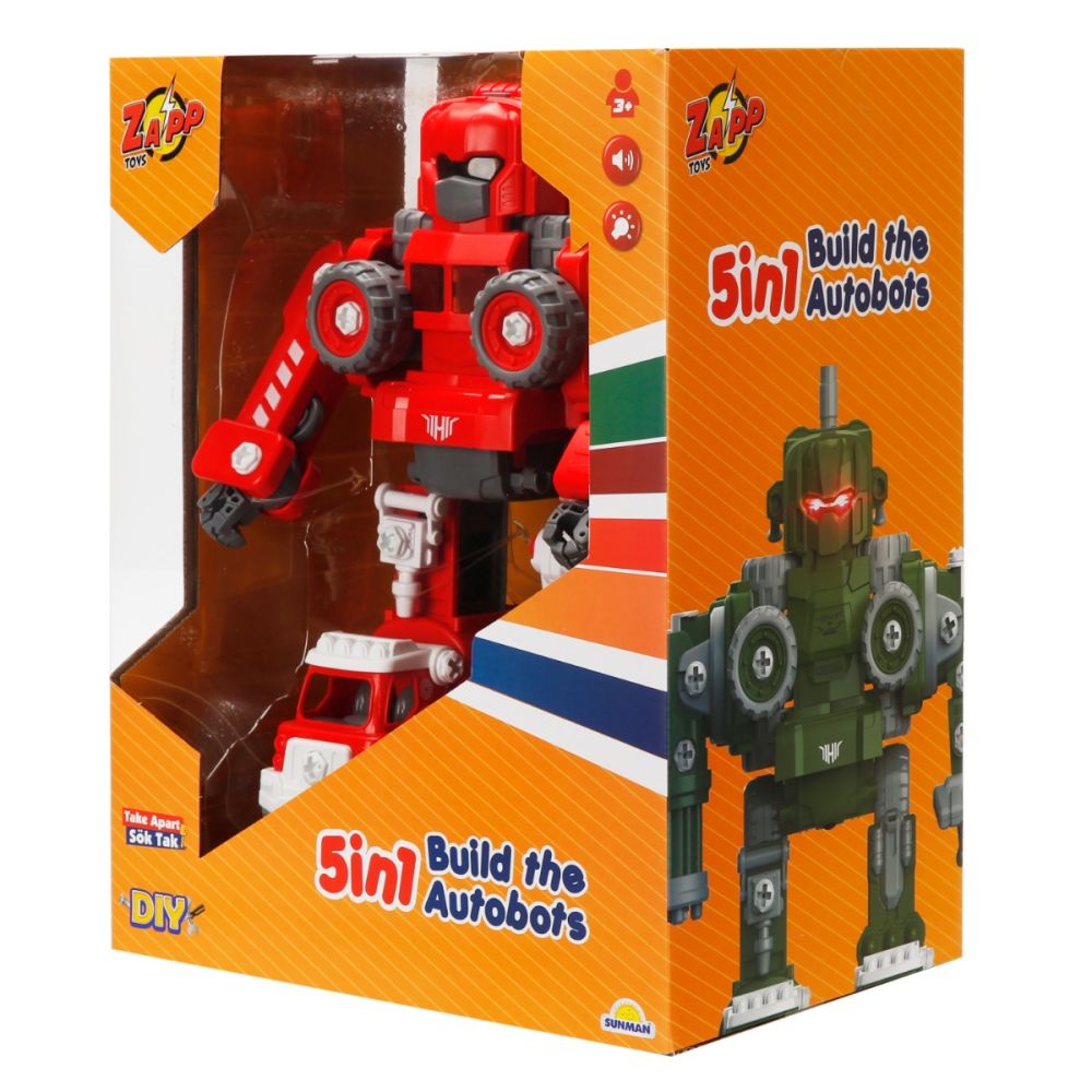Трансформиращ се робот 5в1 със звук и светлина, Zapp Toys, Autobots, Червен