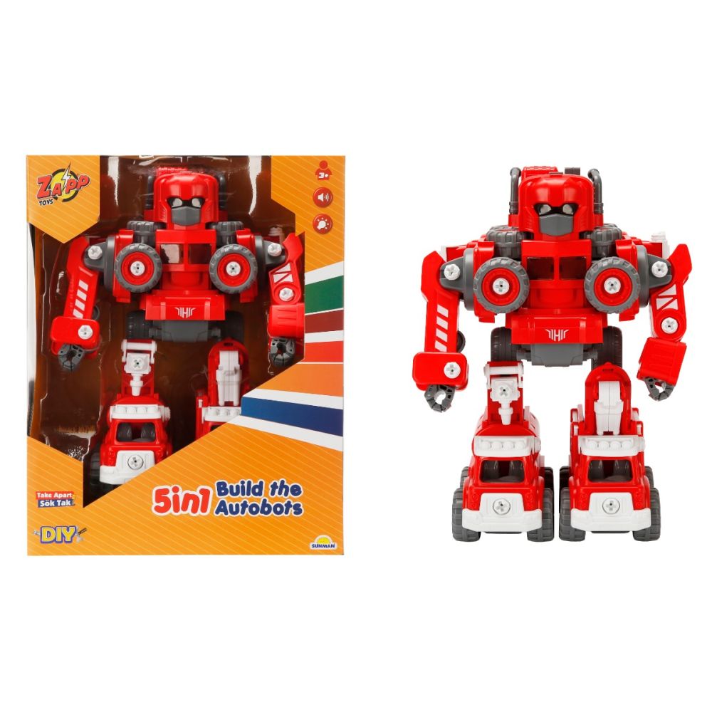 Трансформиращ се робот 5в1 със звук и светлина, Zapp Toys, Autobots, Червен