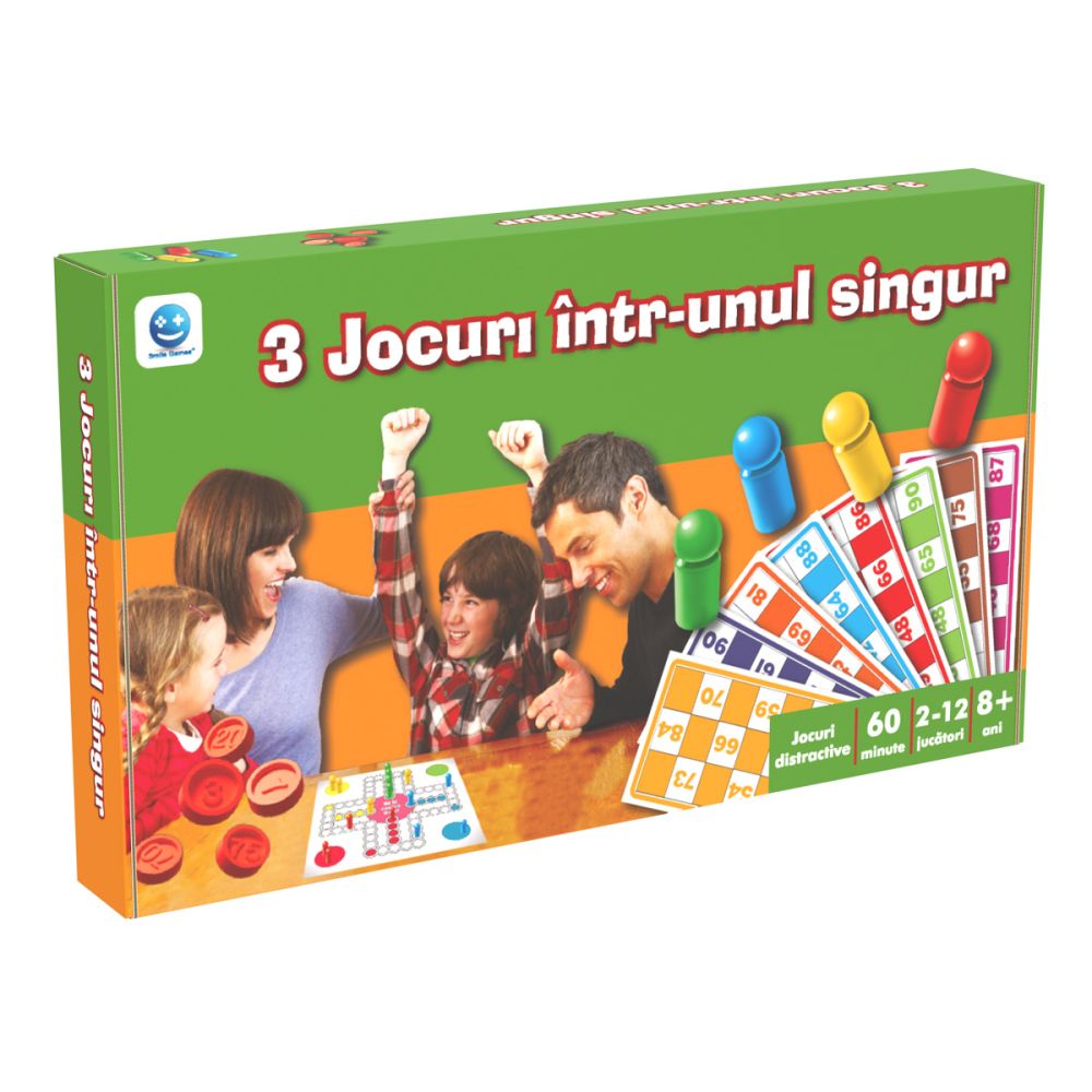 Комплект настолни игри Smile Games, 3 в 1