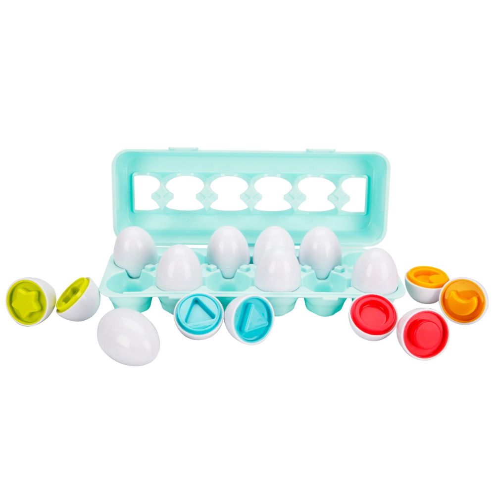 Бебешка играчка, Minibo, Яйца с геометрични фигури, 24 части