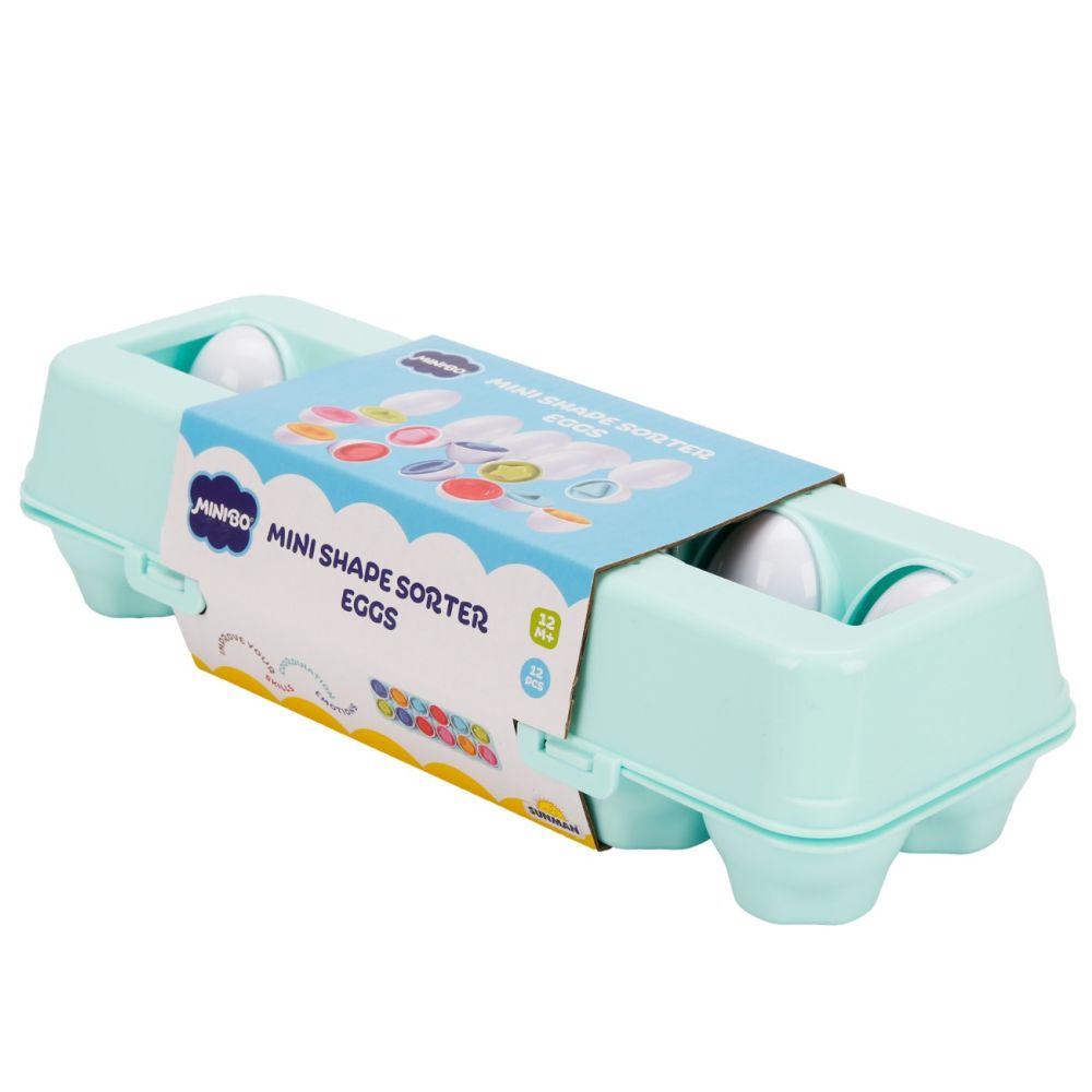Бебешка играчка, Minibo, Яйца с геометрични фигури, 24 части