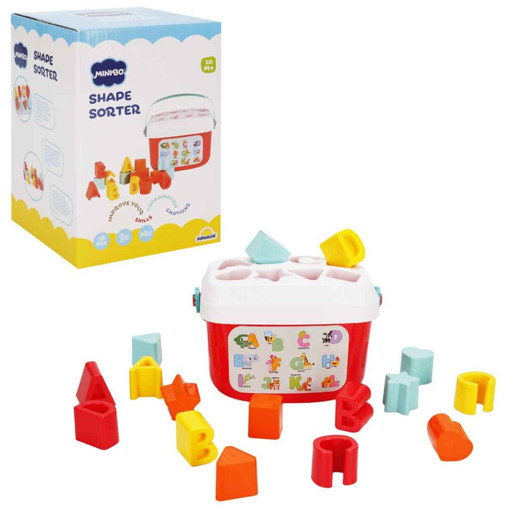 Бебешка играчка, Minibo, Кофичка с букви и формички