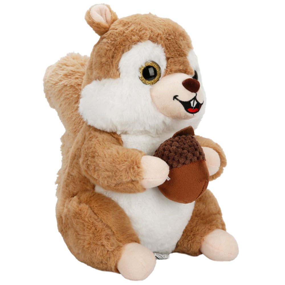 Плюшена играчка, Puffy Friends, Катеричка с жълъд, Светлокафява, 30 см