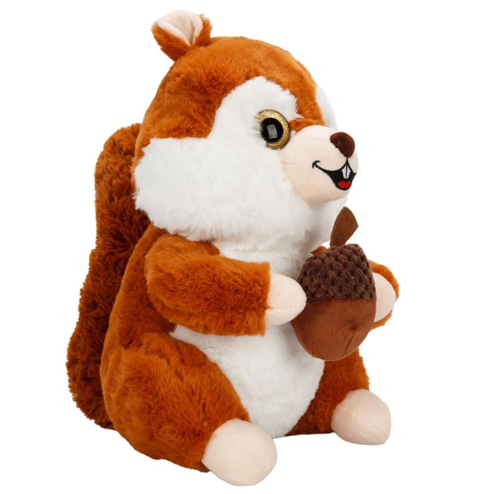 Плюшена играчка, Puffy Friends, Катеричка с жълъд, Тъмнокафява, 30 см