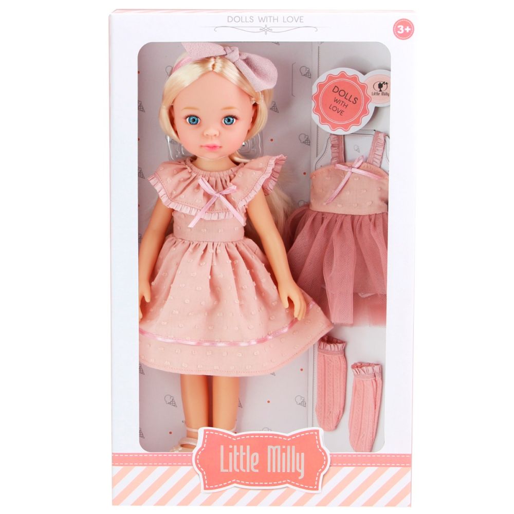 Кукла с дрехи за преобличане, Little Milly, Розова, 33 см
