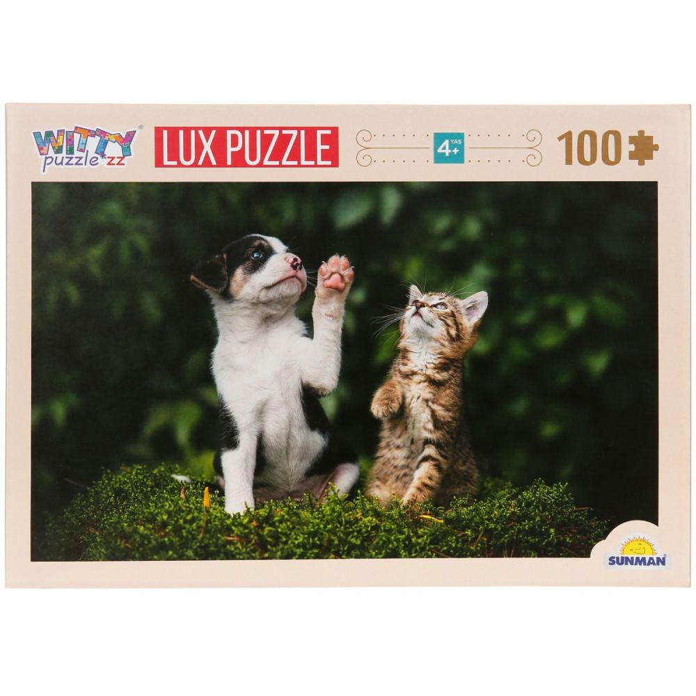 Пъзел Luxury, Witty Puzzlezz, Кученце и Коте, 100 части