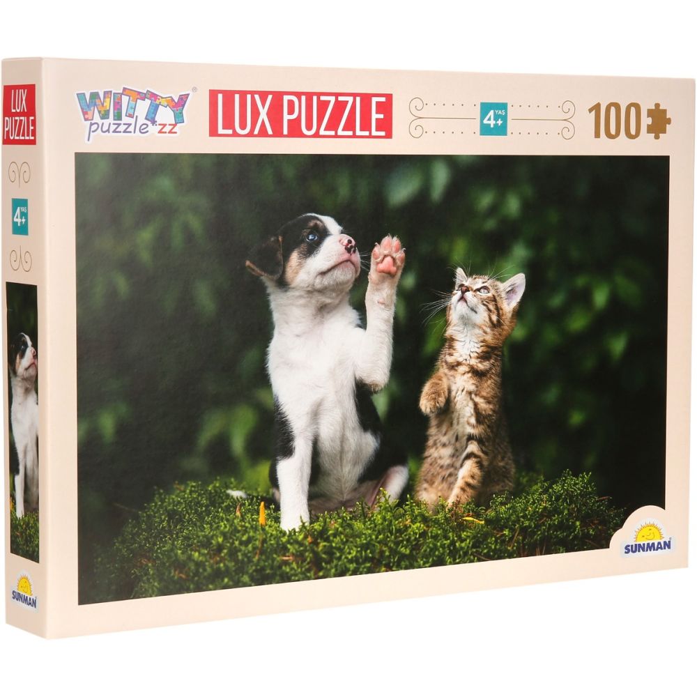 Пъзел Luxury, Witty Puzzlezz, Кученце и Коте, 100 части
