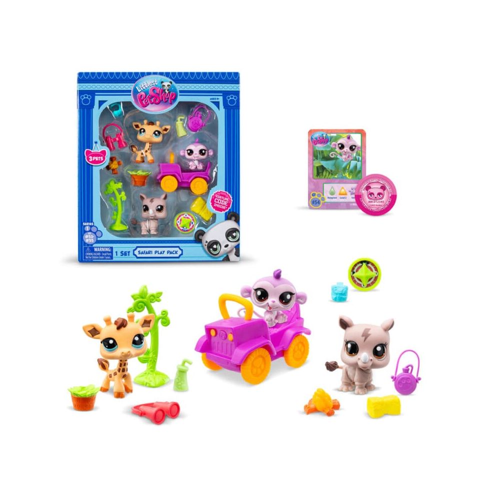 Комплект за игра с 3 животни, Littlest Pet Shop, Сафари