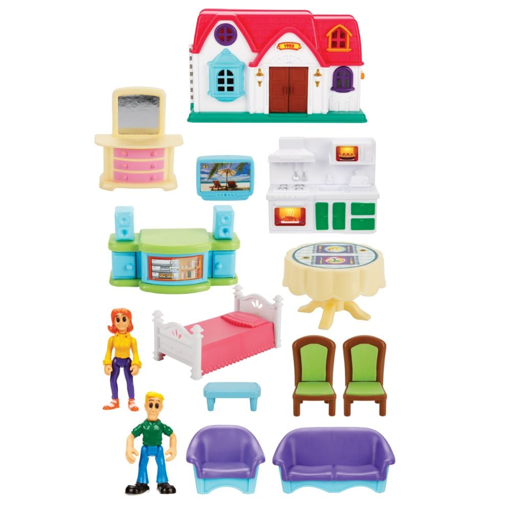 Комплект за игра къщичка и 2 фигурки, Hommy, Home Sweet Home, 14 части