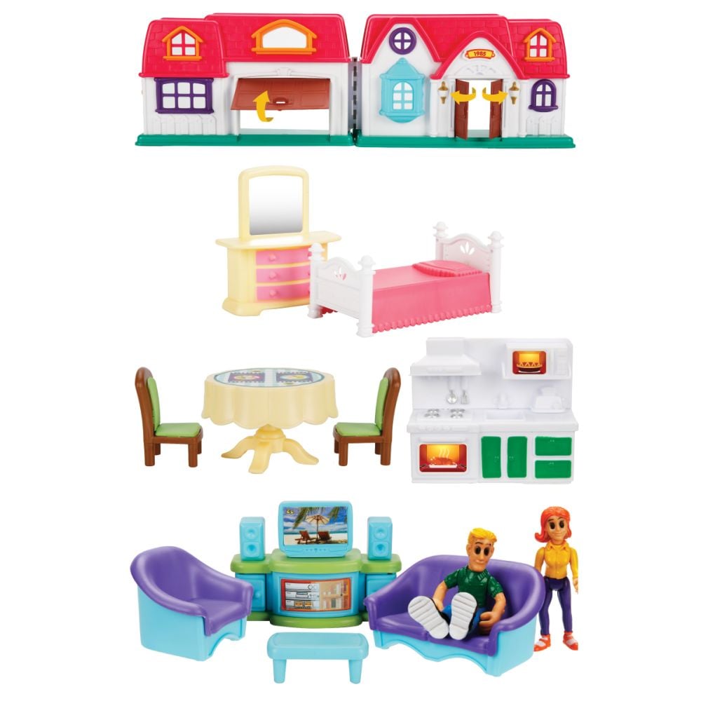 Комплект за игра къщичка и 2 фигурки, Hommy, Home Sweet Home, 14 части