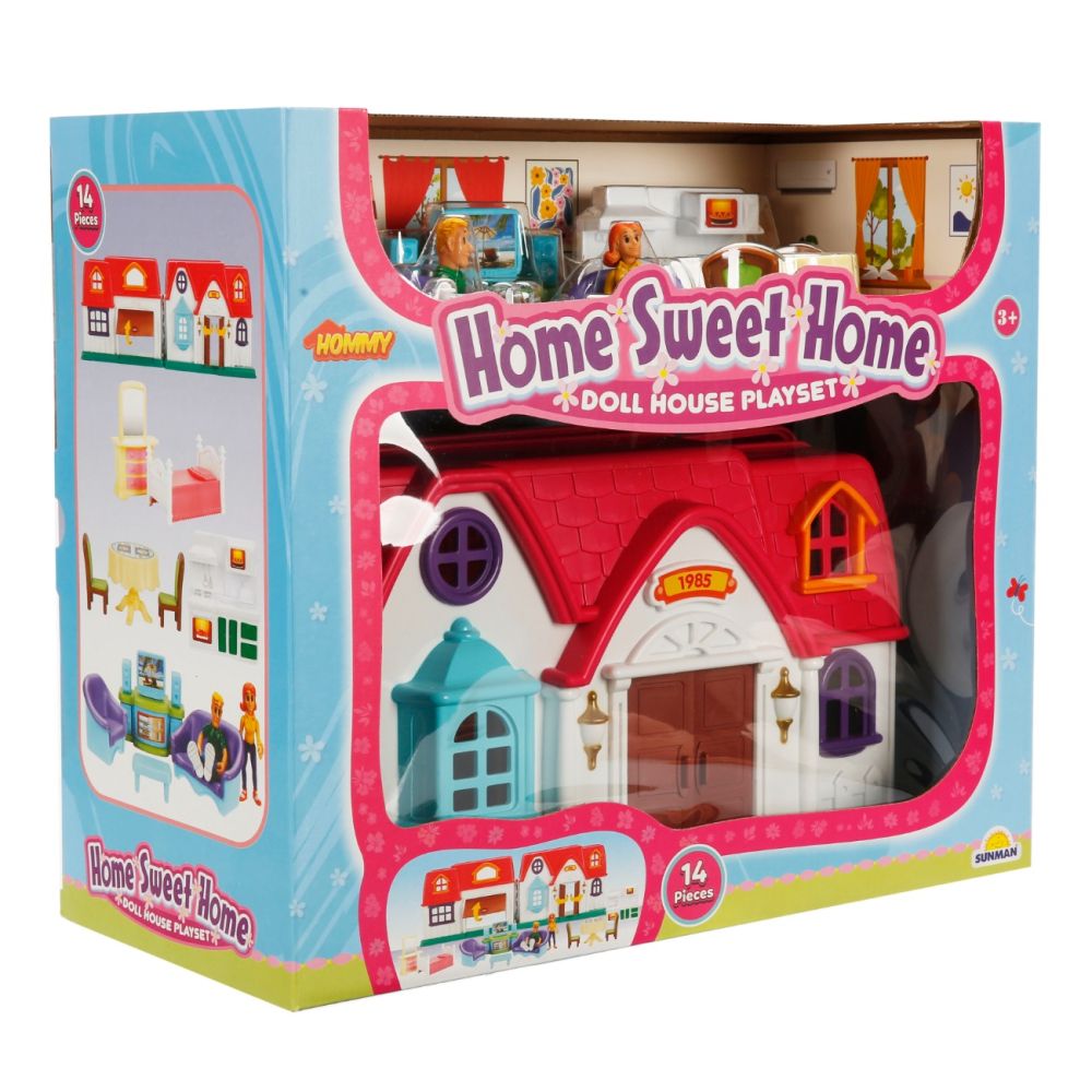 Комплект за игра къщичка и 2 фигурки, Hommy, Home Sweet Home, 14 части