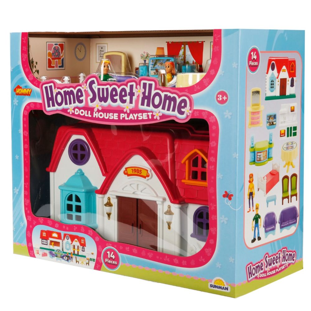Комплект за игра къщичка и 2 фигурки, Hommy, Home Sweet Home, 14 части