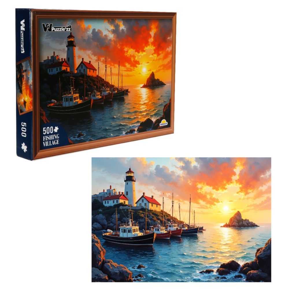 Пъзел Witty Puzzlezz, Рибарско село, 500 части