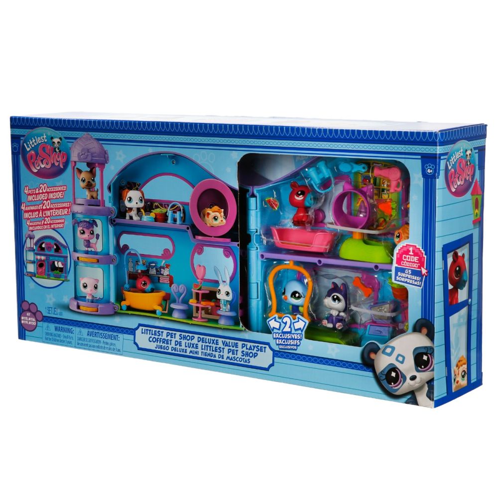 Комплект от 4 фигурки и 20 аксесоара, Littlest Pet Shop, Deluxe Playset