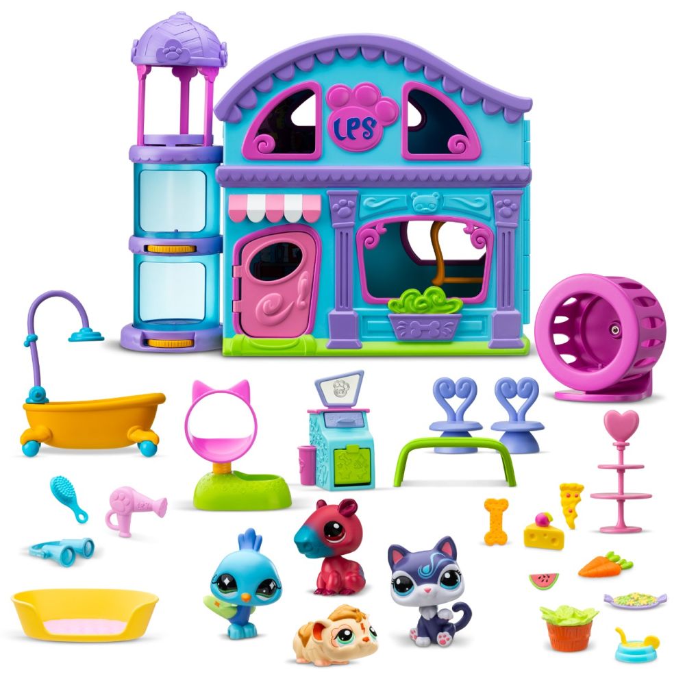 Комплект от 4 фигурки и 20 аксесоара, Littlest Pet Shop, Deluxe Playset