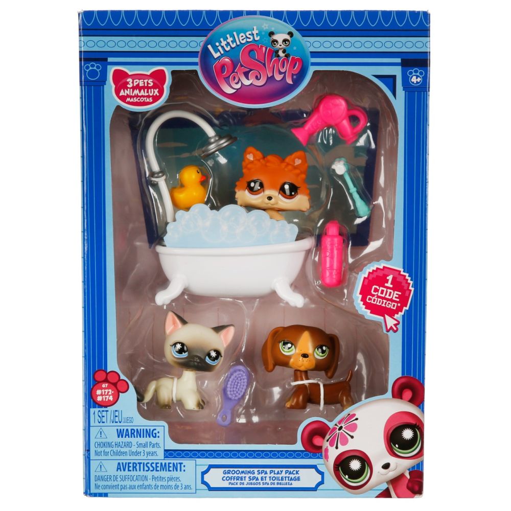Комплект от 3 фигурки с аксесоари, Littlest Pet Shop, Grooming Spa