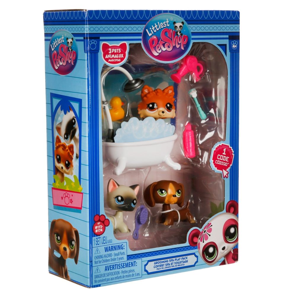 Комплект от 3 фигурки с аксесоари, Littlest Pet Shop, Grooming Spa
