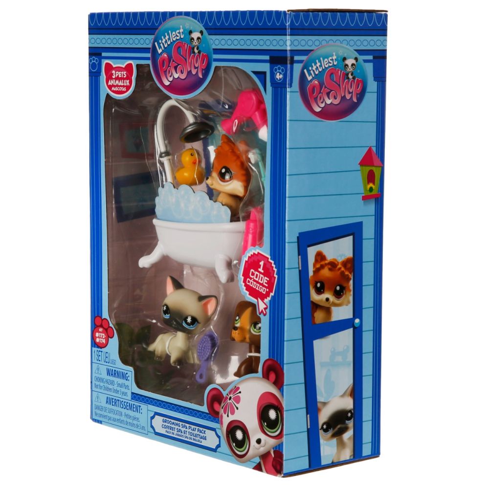 Комплект от 3 фигурки с аксесоари, Littlest Pet Shop, Grooming Spa