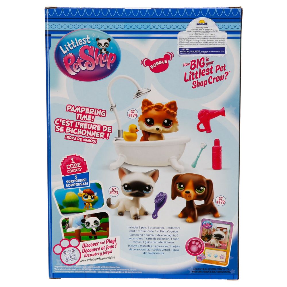 Комплект от 3 фигурки с аксесоари, Littlest Pet Shop, Grooming Spa