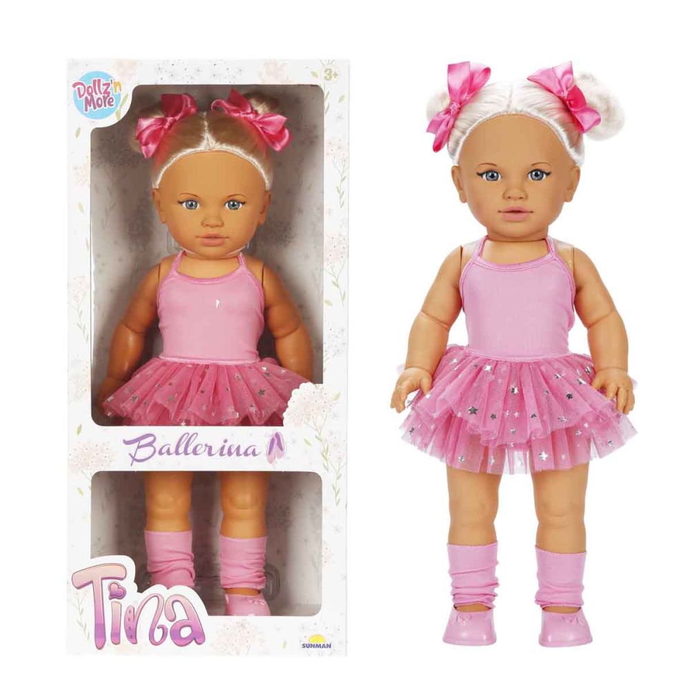 Кукла Dollz And More, Тина Балерина, Тъмнорозова, 45 см