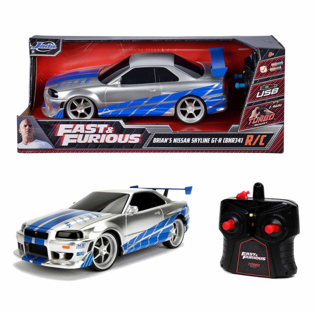 Кола с дистанционно, Jada, Fast And Furious, Nissan Skyline GTR, 1:16