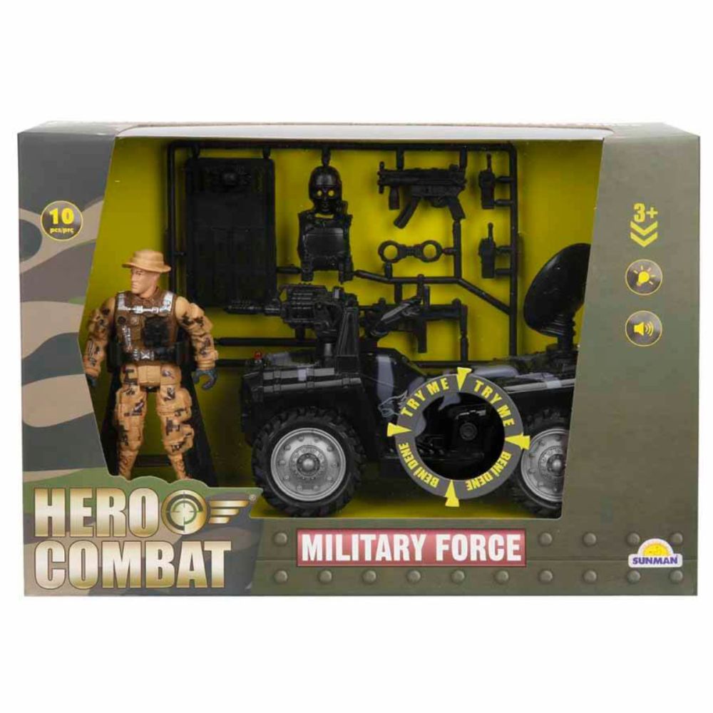 Комплект военен автомобил с фигурка, Hero Combat
