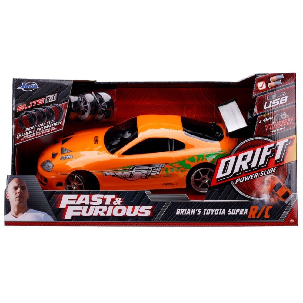 Количка с дистанционно, Jada, Fast And Furious, Brians Toyota Supra, Drift Power Slide, 1:10