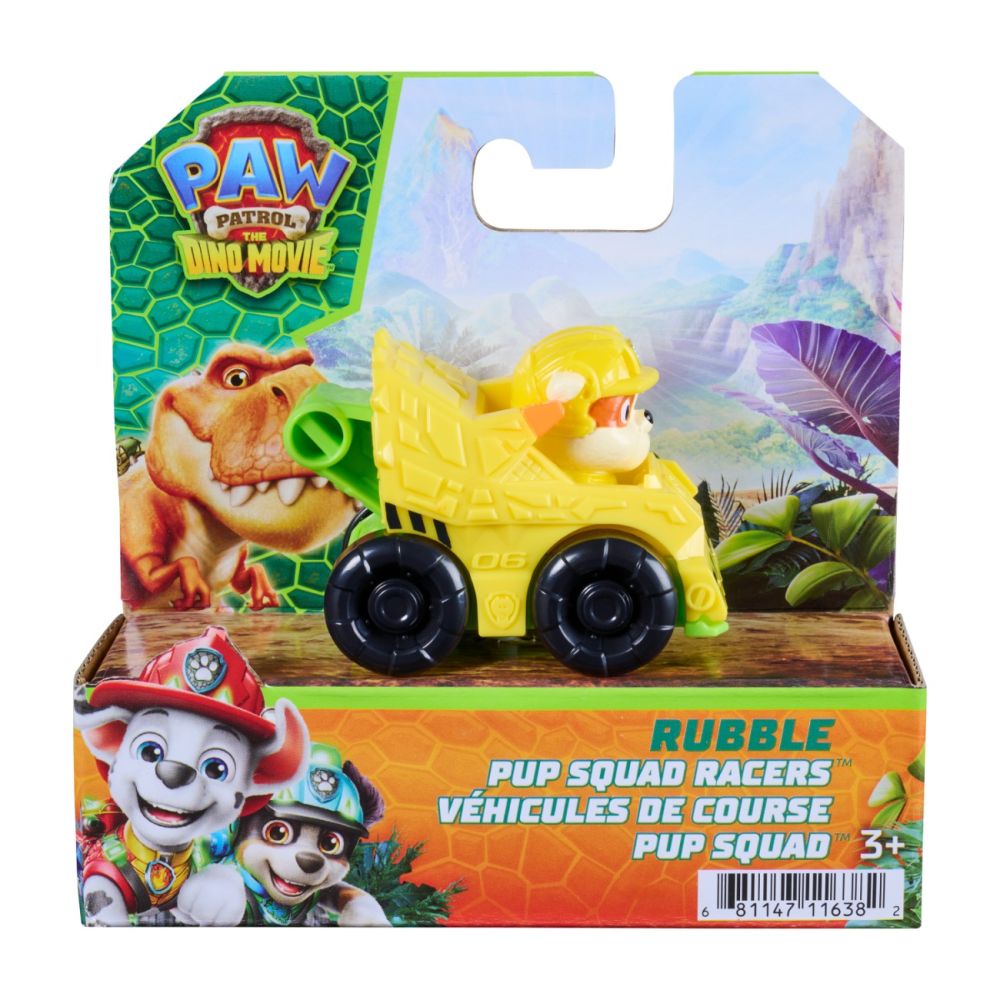 Мини превозно средство с фигурка, Paw Patrol the Dino Movie, Pup Squad Racers, Rubble, 20157138