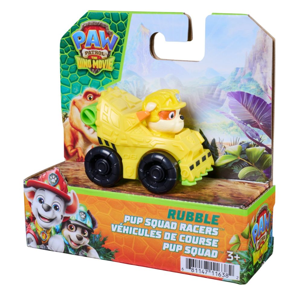 Мини превозно средство с фигурка, Paw Patrol the Dino Movie, Pup Squad Racers, Rubble, 20157138