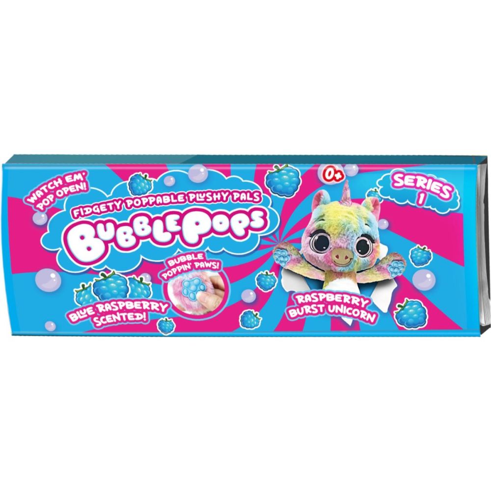Ароматизирана плюшена играчка, Bubble Pops, S1, Raspberry Burst Unicorn, 34 см