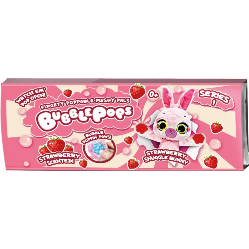 Ароматизирана плюшена играчка, Bubble Pops, S1, Strawberry Snuggle Bunny, 34 см
