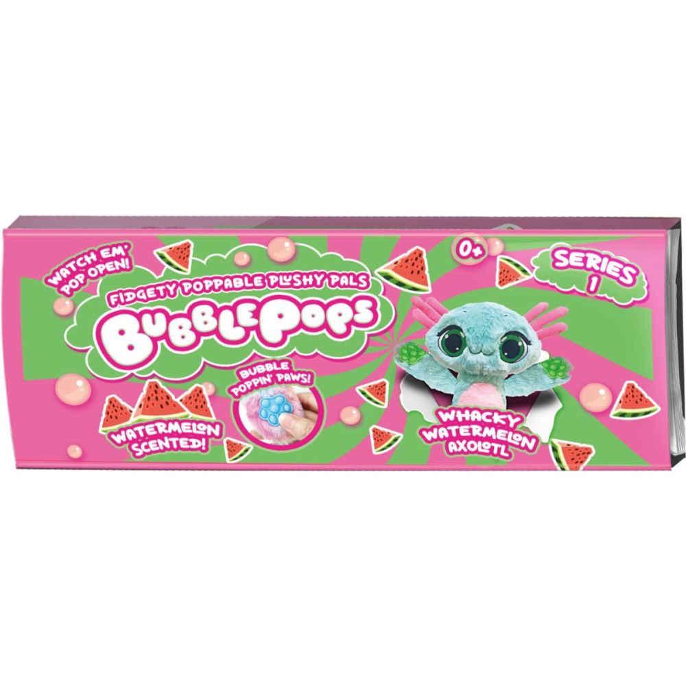 Ароматизирана плюшена играчка, Bubble Pops, S1, Whacky Watermelon Axolotl, 34 см