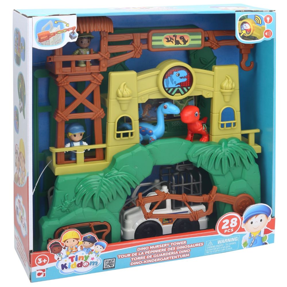 Комплект за игра, Tiny Kiddom, Dino Nursery Tower, 28 части