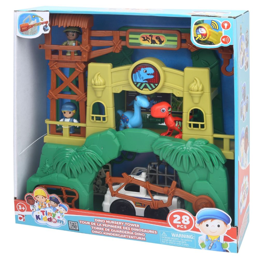 Комплект за игра, Tiny Kiddom, Dino Nursery Tower, 28 части